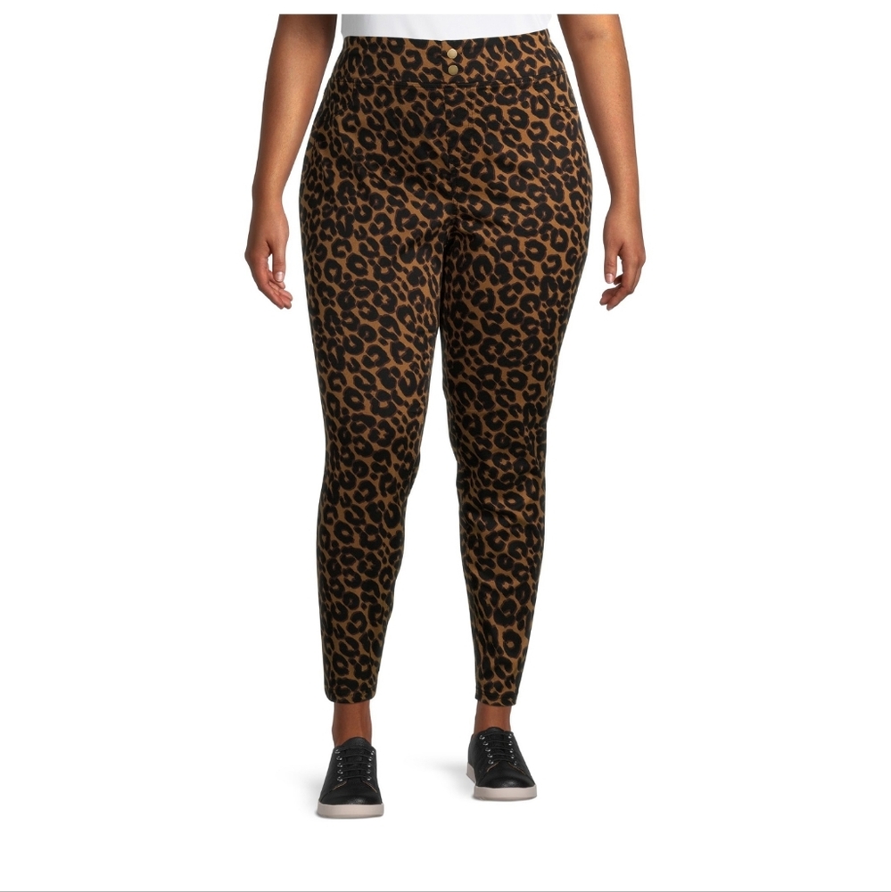 Terra & Sky Womens Plus  3X(24W-26W),1X(16W-18W) Soft Leopard Jegging Pants